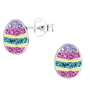 Sterling Silver Easter Egg Stud Earrings